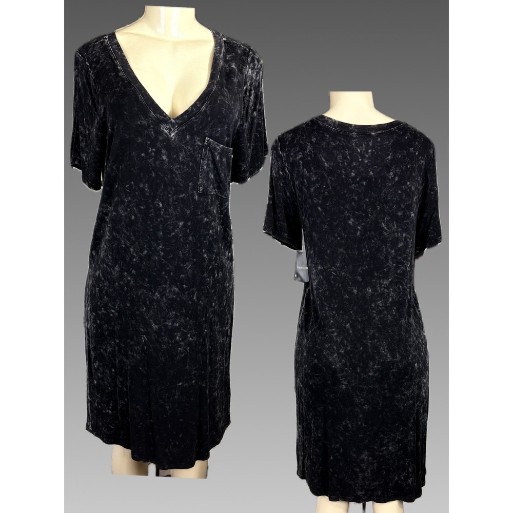 Torrid Super Soft Knits Black Acid Wash V-Neck Short Sleeve T-Shirt Dress Size L